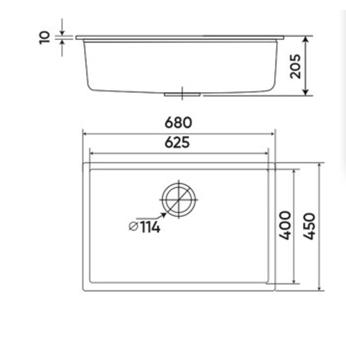 Thông Số Kỹ Thuật Chậu Rửa Kaff Granite KF-Mondx-6845