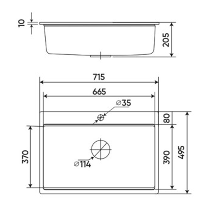 Thông Số Kỹ Thuật Chậu Rửa Granite KF-Mondy-715-D