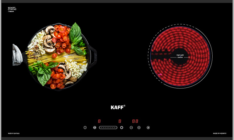 Kaff KF-EG900EH được trang bị mặt kính cường lực cao cấp Shott Ceran Made in Germany