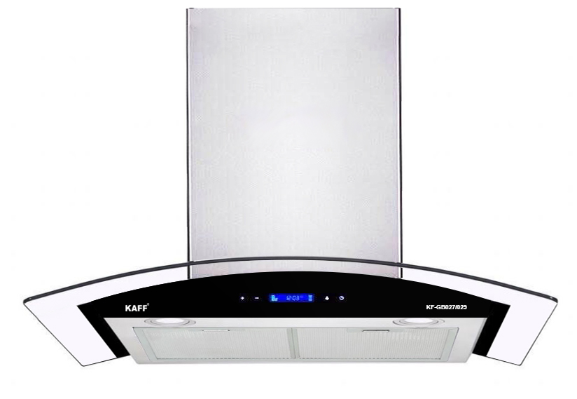 Máy hút mùi kính cong Kaff KF-GB029 được hoạt động dựa trên nguyên tắc của quạt thông gió kết hợp với các màng lọc
